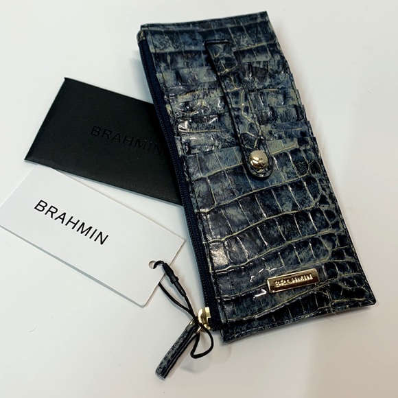 NWT🔥Beautiful Blue-Grey Brahmin Wallet slim size for small Brahmin Bags - Picture 11 of 11